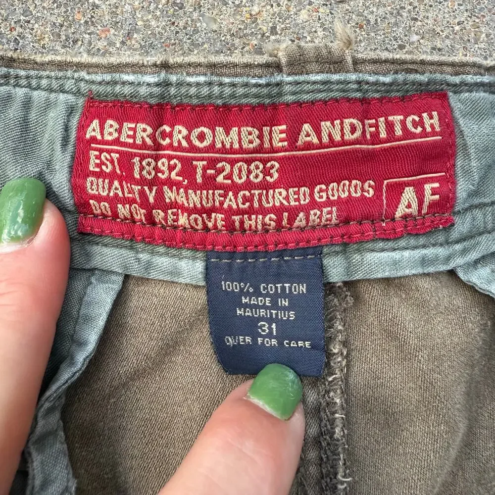 VTG Y2K Abercrombie and Fitch Paratrooper Cargo Canvas Shorts Drawcord Size 31